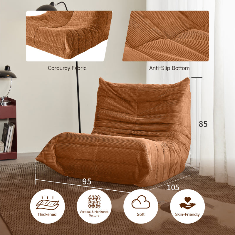 Moderne Sofas, Sitzsäcke für Erwachsene auf dem Bodensofa, Super Soft Memory Sponge Sofa, Togo Sofa Stuhl, Wohnzimmermöbel, Geeignet für Schlafzimmer, Balkon, Schlafsaal, Kaminstuhl (Orange)