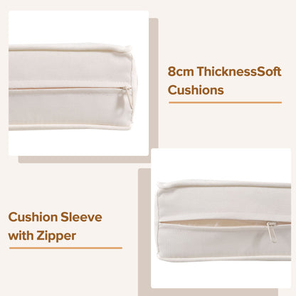 Gartenlounge-Set, Gartenmöbel-Set, Mit Eisenrahmen und beigem Seil, Gartenmöbel aus gewebtem Seil für den Außenbereich, Beige, Zwei Sessel, zwei 2-Sitzer-Sofas und zwei Tische (alle Kissen inklusive)