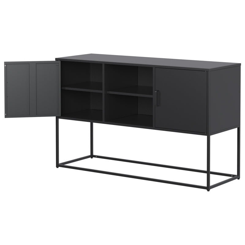 Schwarzer Metall-Akzent-Schrank, Sideboard-Buffet und Aufbewahrungs-Schrank-Safe, Robuster Metallbau mit stilvollem Schwarz, H 75 cm × B 120 cm × T 40 cm