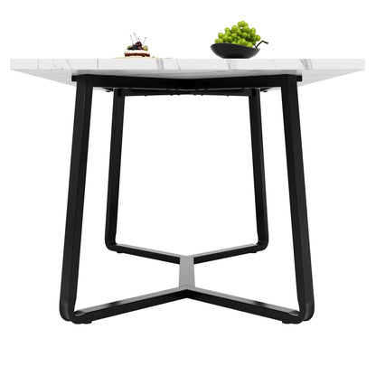 Esstisch und Stühle Set (5 Stück), Esszimmer-Set mit 4 Stühlen, marmorierte Tischplatte, schwarze Tischbeine, graue Samt-Esszimmerstühle