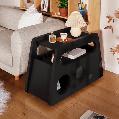 Moderner Beistelltisch mit Rollen, platzsparend, ideal für Wohnzimmer und Schlafzimmer, schwarz