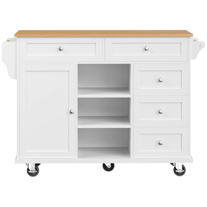 Speisewagen (134 x 46 x 92 cm), moderner und einfacher weißer Speisewagen, kombiniertes Schubladen-Aufbewahrungsschrank-Design, mobiles und festes Dual-Use-Design, geeignet für Privat- und Gewerbeküch