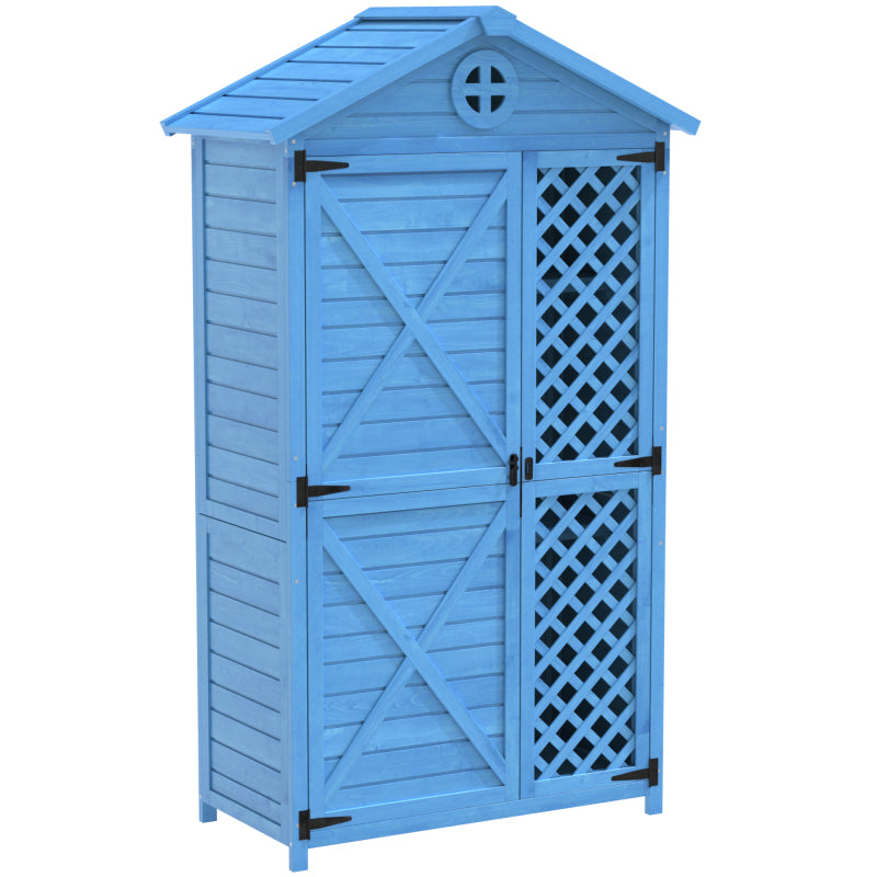 Outdoor Holz Gartenmöbel Aufbewahrungsschuppen, Werkzeughaus für Garten, Terrasse, verblassungsfrei, wetterfest, wartungsfrei, umweltfreundlich, sicher und geschützt, blau
