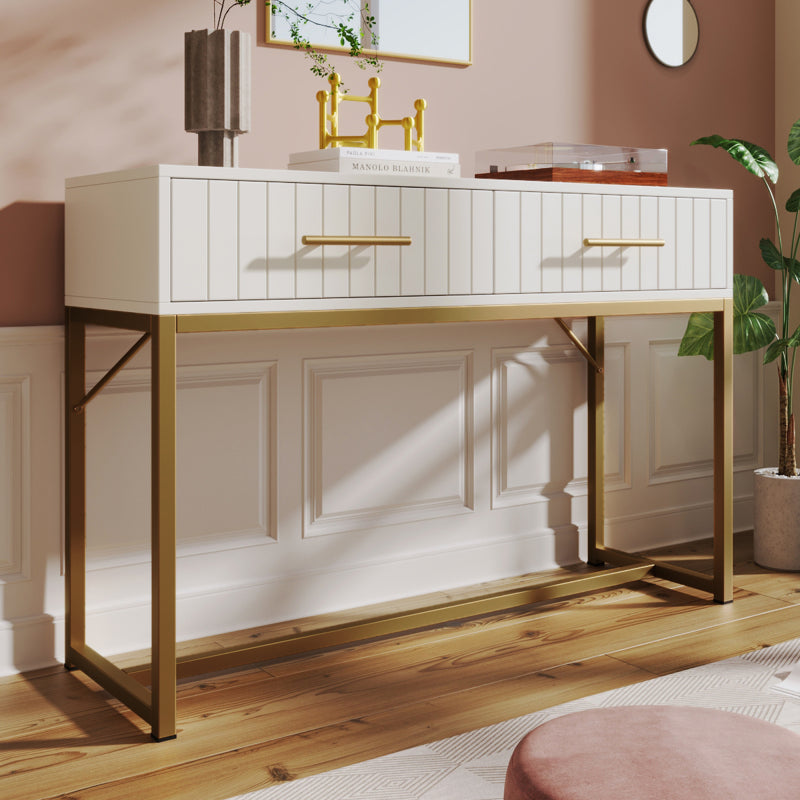 Schminktisch mit 2 Schubladen 75cm Höhe ,Kommode Schlafzimmer Highboard Weiss Sideboard Schubladenkommode Kommode für Schlafzimmer, Weiß -H75/B100/T45 cm