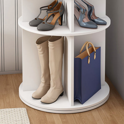 Drehbares Schuhregal 6 Etagen, 360°, Stiefelfach, 24 Paar, Weiß, 161 cm hoch