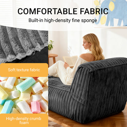 Modulares Bodensofa 160×80 cm, verstellbare Chaise Lounge als Schlafsofa, Cordbezug, ergonomisch, Dunkelgrau