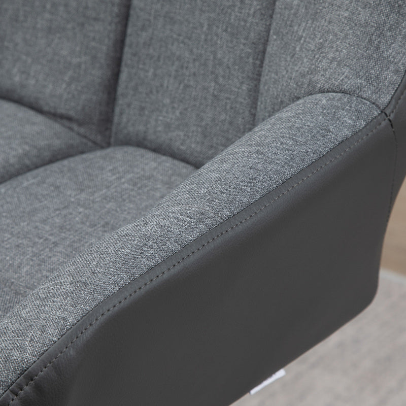 Barhocker küche 2er-Set Höhenverstellbar 360° drehbar mit Lehne und Fußstütze, Leinenoptik, bis 120 kg, 57,5 x 52,5 x 93-114 cm, Grau
