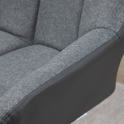 Barhocker küche 2er-Set Höhenverstellbar 360° drehbar mit Lehne und Fußstütze, Leinenoptik, bis 120 kg, 57,5 x 52,5 x 93-114 cm, Grau