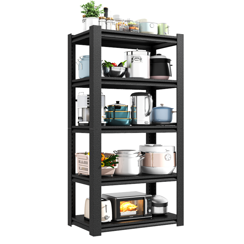 H183cm Schwerlastregal 5 Ebenen – Metall Lagerregal 650kg Tragkraft, Verstellbar, Industrie & Garage, Stabiles Lagerregal, Schwarz, H183cm * B90cm * T40cm