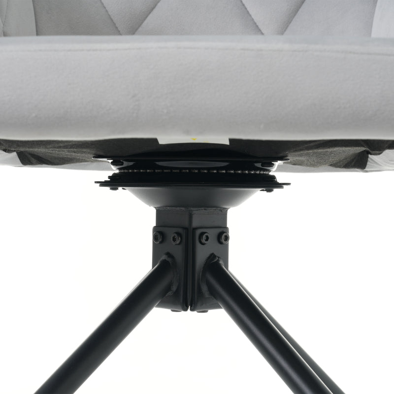 2er Set 360° Drehbarer Esszimmerstühle mit Rautenmuster,Gepolsterter Sessel mit 4 Metallbeinen,Moderner Lounge-Stuhl,Wohnzimmerstuhl für Shlafzimmer,Arbeitzimmer,Lendenwirbelstütze,Samt,Grau