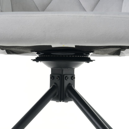 2er Set 360° Drehbarer Esszimmerstühle mit Rautenmuster,Gepolsterter Sessel mit 4 Metallbeinen,Moderner Lounge-Stuhl,Wohnzimmerstuhl für Shlafzimmer,Arbeitzimmer,Lendenwirbelstütze,Samt,Grau