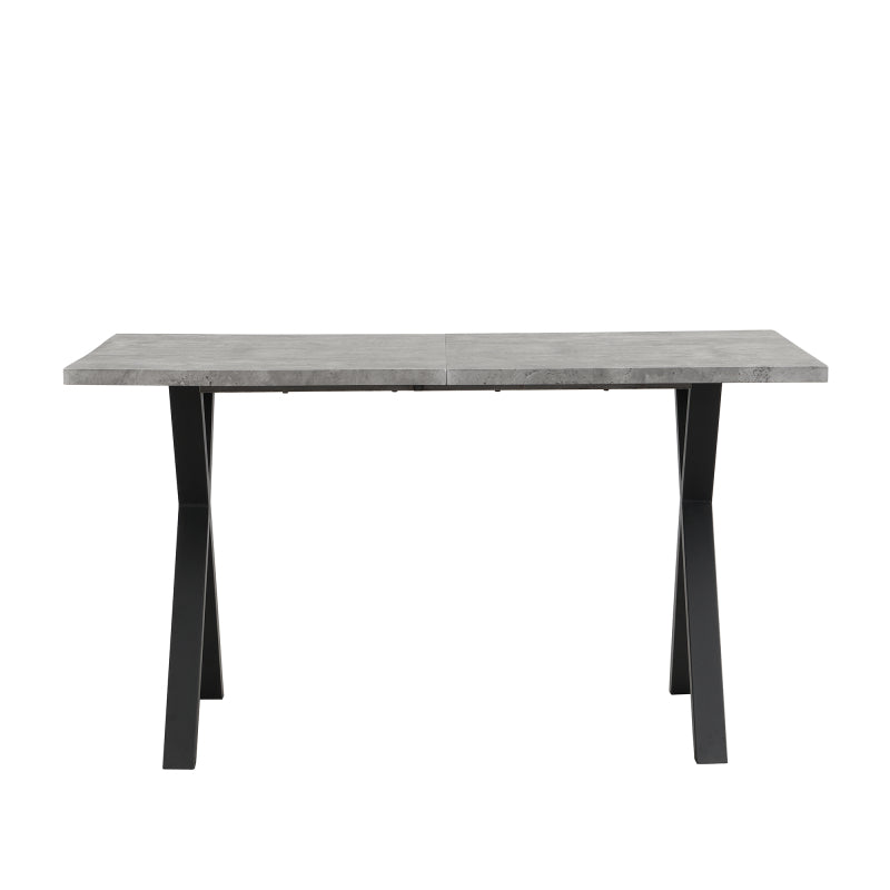 Moderner, einfacher Esstisch aus Schmiedeeisen, L140*B80*H76cm, Betonoptik+schwarz