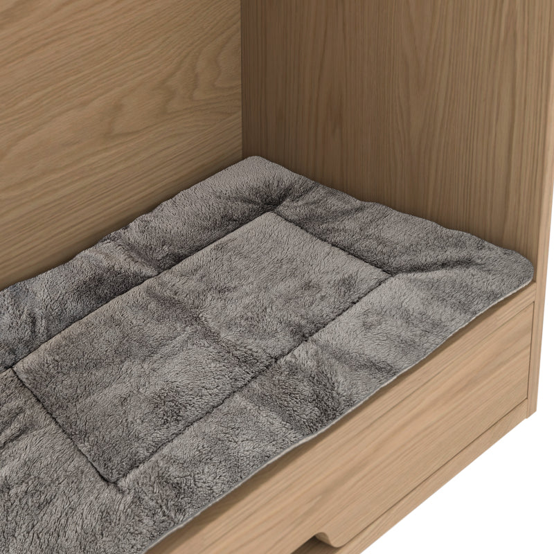 Multifunktionaler Tierschrank in Eichenoptik–Futterstation mit Napf,Hundebett,Stauraum-Tiermöbel, Küchenschrank für Flur, Küche oder Wohnzimmer