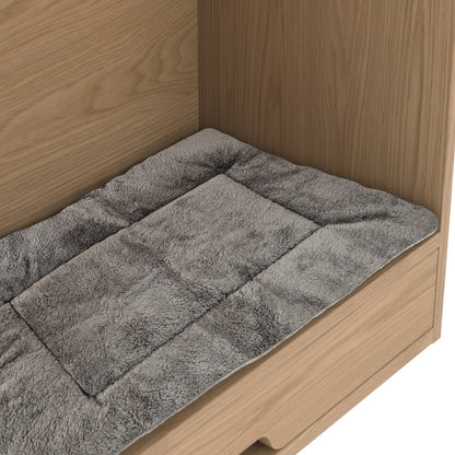 Multifunktionaler Tierschrank in Eichenoptik–Futterstation mit Napf,Hundebett,Stauraum-Tiermöbel, Küchenschrank für Flur, Küche oder Wohnzimmer
