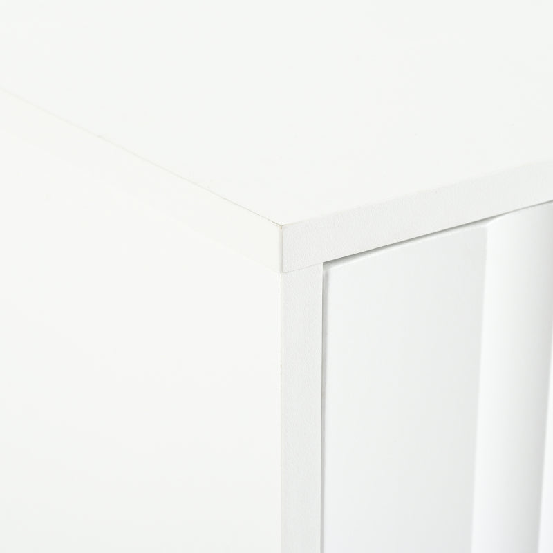 Weißes TV-Schrank, 190 cm lang x 38 cm breit x 48 cm hoch, goldene Tischbeine, gerilltes Türdesign