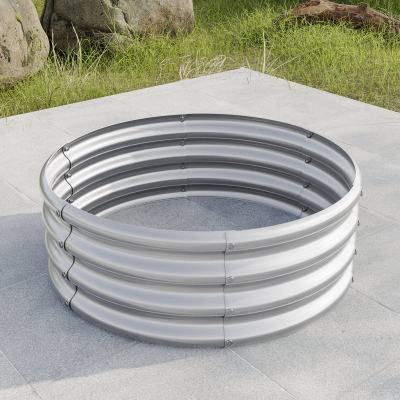 Verzinkt erhöhte Gartenbett, Pflanzer erhöhte Gartenbetten im Freien, Runde Freiheit erhöhte Gartenbetten für Gartenbau Gemüse, Früchte, Blumen, Silber