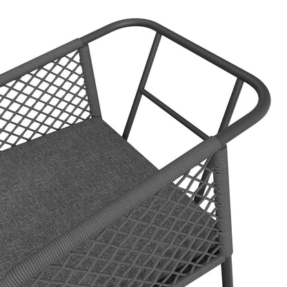 Garten-Lounge-Set, Gartenmöbel-Set aus Seil, Modernes Outdoor-Sofa-Set, graues Seil, Tischplatte aus glattem Glas, inklusive aller Sitz- und Rückenkissen,Loungemöbel, Balkonset , Garten & Terrasse
