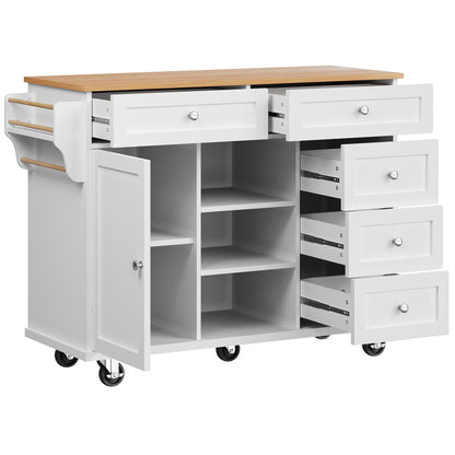 Speisewagen (134 x 46 x 92 cm), moderner und einfacher weißer Speisewagen, kombiniertes Schubladen-Aufbewahrungsschrank-Design, mobiles und festes Dual-Use-Design, geeignet für Privat- und Gewerbeküch