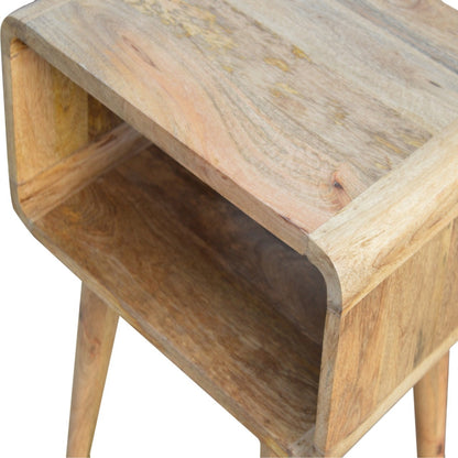 Solid Wood Nachtschrank Braun – Nachttisch aus Mangoholz mit offenem Fach – Handgefertigter Beistelltisch im Nordic-Stil – 45x35x50 cm