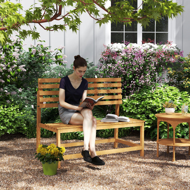2-Sitzer Gartenbank Holz, wetterfest Sitzbank, Parkbank 240 kg belastbar, Holzbank für Balkon Terrasse, Garten, 110x61x89cm, Teak