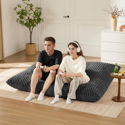 Oversized Bean Bag Sessel XXL, faltbarer Bodensofa Sitzsack mit waschbarem Bezug, für Wohnzimmer & Schlafzimmer, Dunkelgrau