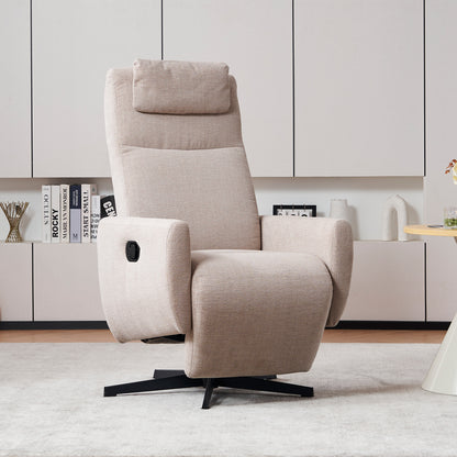 Bequemer Relaxsessel mit Liegefunktion – Chenille Fernsehsessel mit Fußstütze, drehbarer Stillsessel & Loungesessel für Wohnzimmer, modernes Sofa, Grau