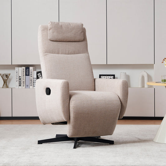 Bequemer Relaxsessel mit Liegefunktion – Chenille Fernsehsessel mit Fußstütze, drehbarer Stillsessel & Loungesessel für Wohnzimmer, modernes Sofa, Grau
