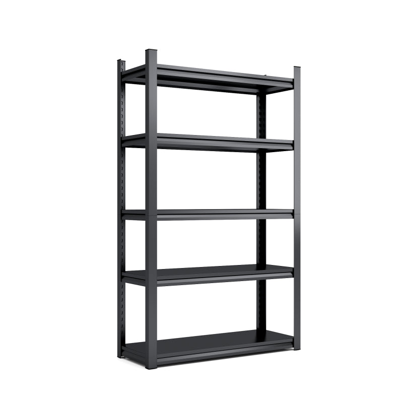 H198cm Schwerlastregal 5 Ebenen – Metall Lagerregal 650kg Tragkraft, Höhenverstellbares Industrieregal für Garage, Keller & Werkstatt, Schwarz, H198cm × B120cm × T45.7cm