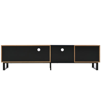 Moderner TV-Ständer mit schwarzem und holzfarbenem Design – geräumiger Stauraum, robuste Konstruktion