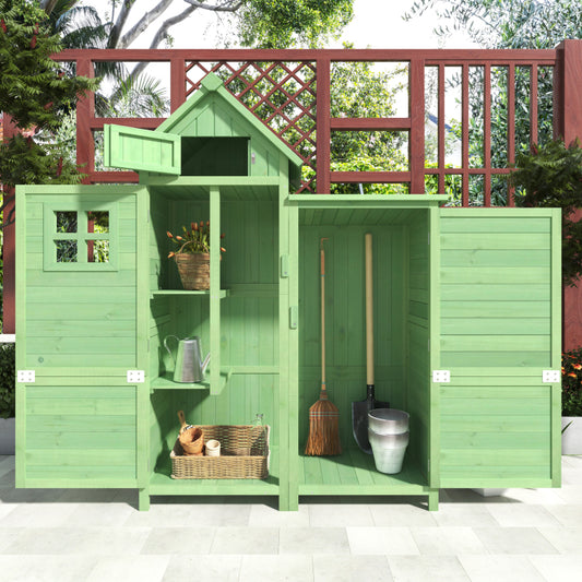 Gerätehaus Gartenschrank Geräteschuppen Geräteschrank, BxT: 118x54 cm, 118 x 54 x 173 cm (BxTxH), wetterfest, Holz, Grünes, PVC-Dach (Set, 1 St., 1 x Geräteschrank)