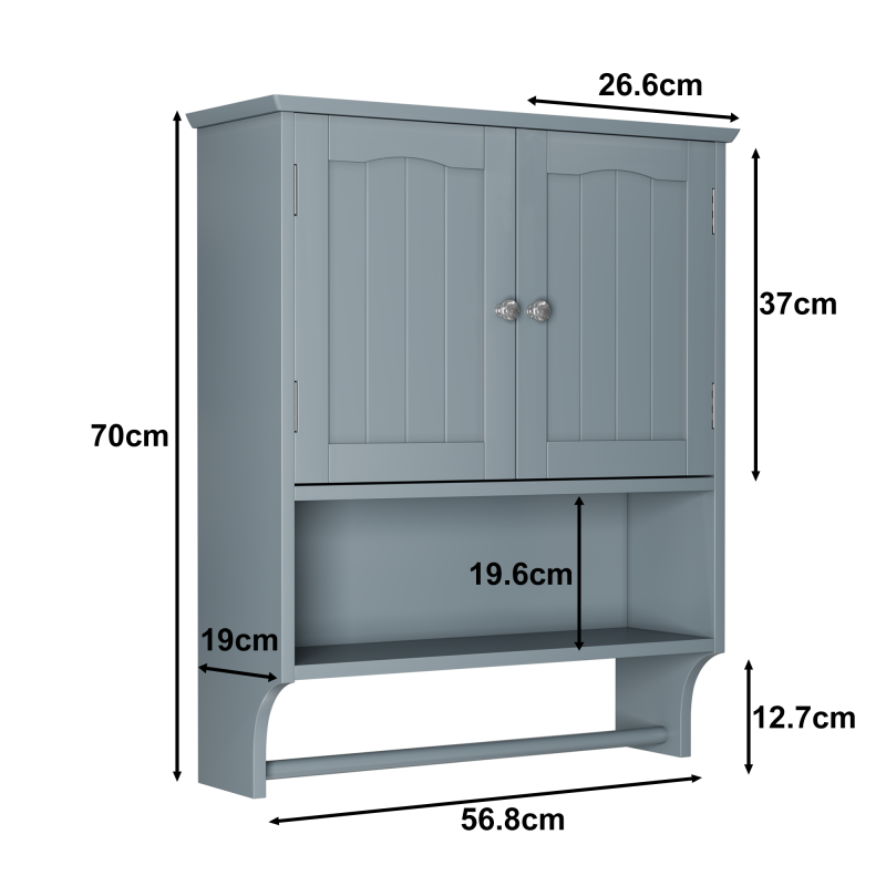 Badezimmer Wandschrank mit Handtuchhalter, hellgrau