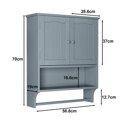 Badezimmer Wandschrank mit Handtuchhalter, hellgrau
