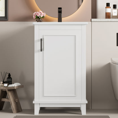 51x34x83cmBodenstehender Badezimmerschrank, Waschtisch, Waschtisch,komplett lackiert, Türregale, verstellbare Regale, integriertes Keramikwaschbecken, geeignet für kleine Räume, weiß
