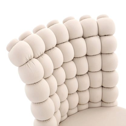 Esszimmerstuhl 2er Set Samt, Schwarz-Metallbeine, Modern Luxus, Cremeweiß