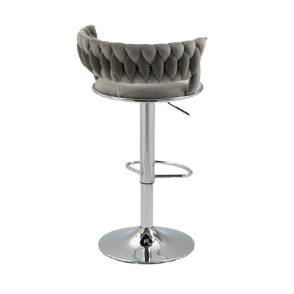 COOLMORE 360 Grad drehbare Barhocker 2 Stück Set höhenverstellbare Stühle mit Fußstütze für Küche, Esszimmer, Insel, Bar, Weinkeller, Büro, Wohnzimmer, Wohnzimmer, Silber, Modern Style, High-End Style