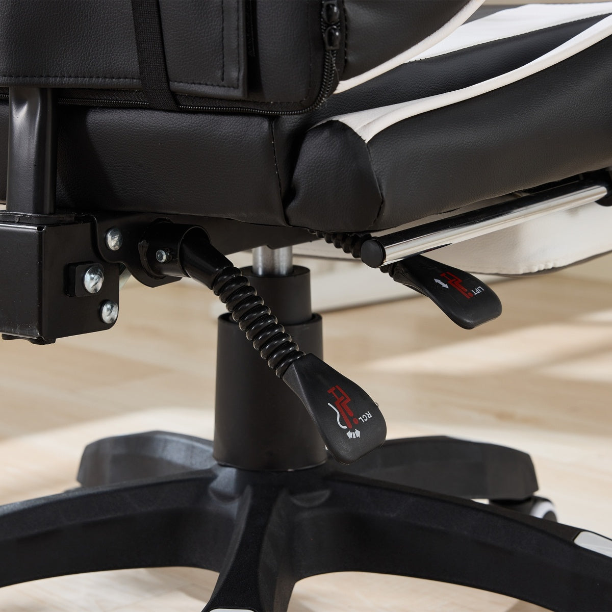 Gaming Stuhl Racing Design, 155° Liegefunktion, Fußstütze, Lendenmassage, Schwarz+Weiß