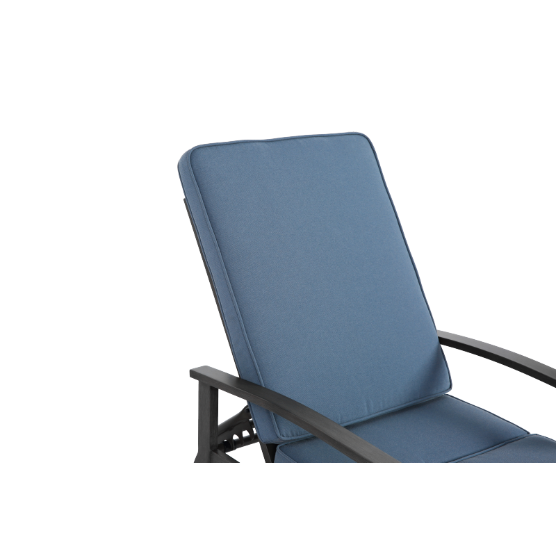 Lounge Patio Chair with Cotton Cushion, Adjustable Reclining Rust-Resistant Aluminum  Poolside Chaise Lounge Furniture, Waterproof Blue Cushion (1pc)
