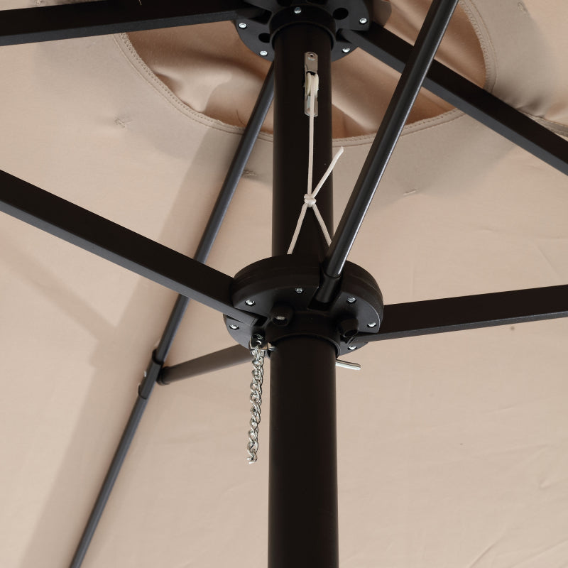 14.8 Ft Double Sided Outdoor Umbrella Rectangular Large with Crank (khaki )(No Base)
