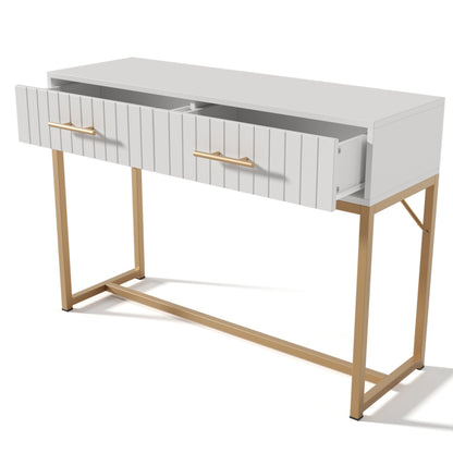 Schminktisch mit 2 Schubladen 75cm Höhe ,Kommode Schlafzimmer Highboard Weiss Sideboard Schubladenkommode Kommode für Schlafzimmer, Weiß -H75/B100/T45 cm