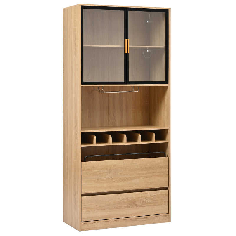 Badezimmerschrank,Spirituosenschrank,Vitrine Vitrinenschrank mit Glastüren und Beleuchtung 180 CM