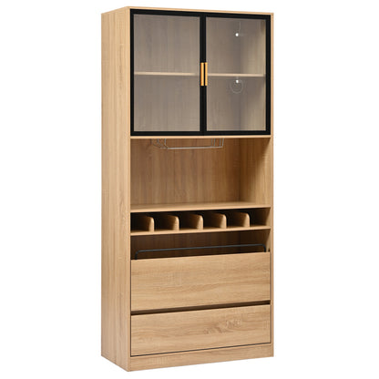 Badezimmerschrank,Spirituosenschrank,Vitrine Vitrinenschrank mit Glastüren und Beleuchtung 180 CM