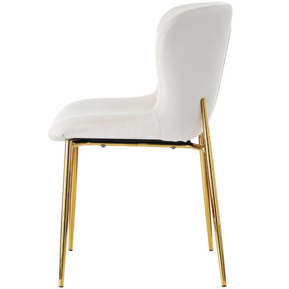 Esszimmerstuhl aus Samt, 2er-set, Loungesessel mit vier Metallfüßen, Beige