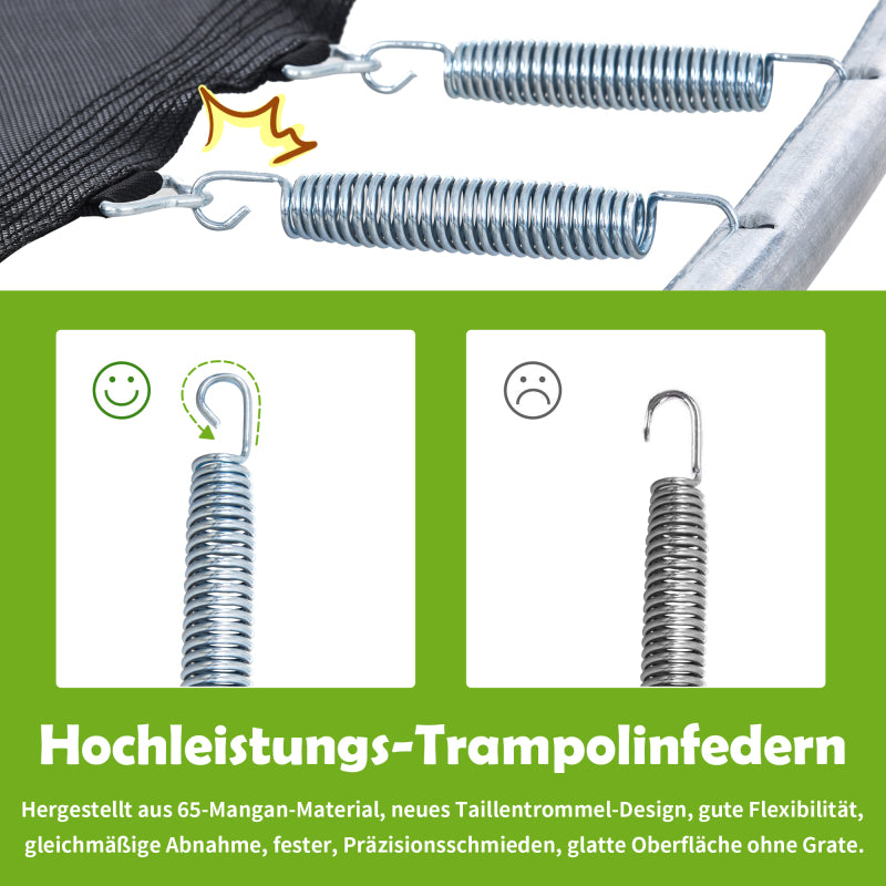 Kinder Trampolin Outdoor Ø 213 cm Gartentrampolin mit Rutsche, Leiter, Netz, Doppeltür und Gepolsterten Stangen,TÜV Zertifiziert,bis 100 kg