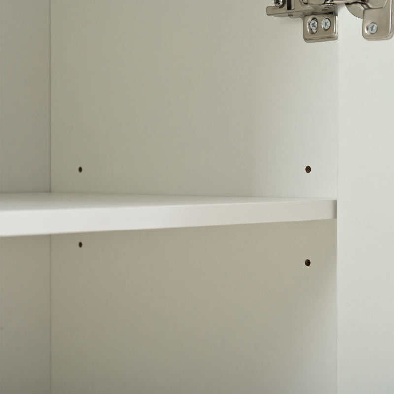 Sideboard mit Glasschiebetüren und LED-Beleuchtung – Freistehende Kommode aus Holz, Weiß