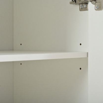 Sideboard mit Glasschiebetüren und LED-Beleuchtung – Freistehende Kommode aus Holz, Weiß