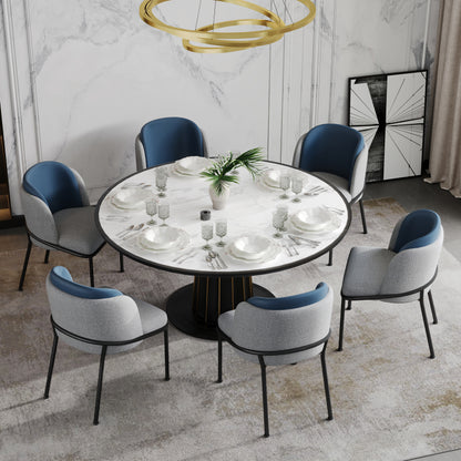 2 St Moderner Stuhl, Ideal für Wohnzimmer, Offene Bürofläche, Esszimmer, Grau+Marine