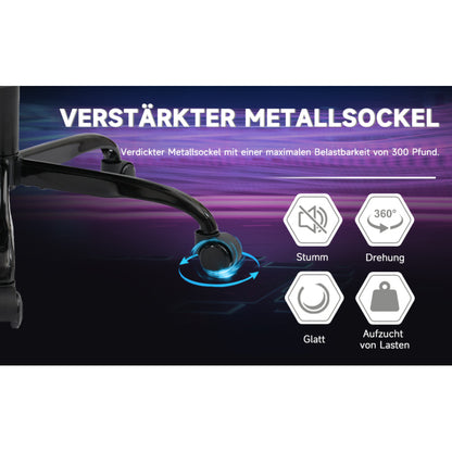 Gaming Stuhl Computerstuhl Ergonomischer Gaming Chair mit Fußstütze Bürostuhl Ergonomischer Computerstuhl mit Lendenwirbelstütze BlackGrey