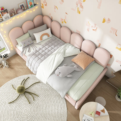 Polsterbett Einzelbett mit Schubladen Stauraumbett Samt Daybett Tagesbett Schlafsofa 90x190cm mit Lattenrost Jugendbett und Erwachsene Kinderbett,Rosa(Ohne Matratze)
