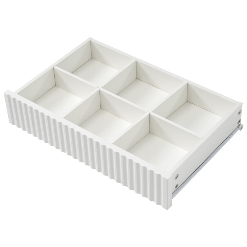 Kommode Sideboard aus Bernstein Glas, Kommode mit 6 Schubladen,Facheinteilung, kippsicher, Hochschrank für Schlafzimmer und alle Wohnräume, 120 x 40 x 76 cm, weiß