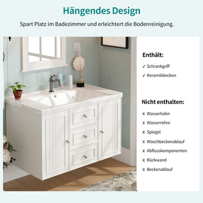 Badezimmerschrank mit Waschbecken,weiß